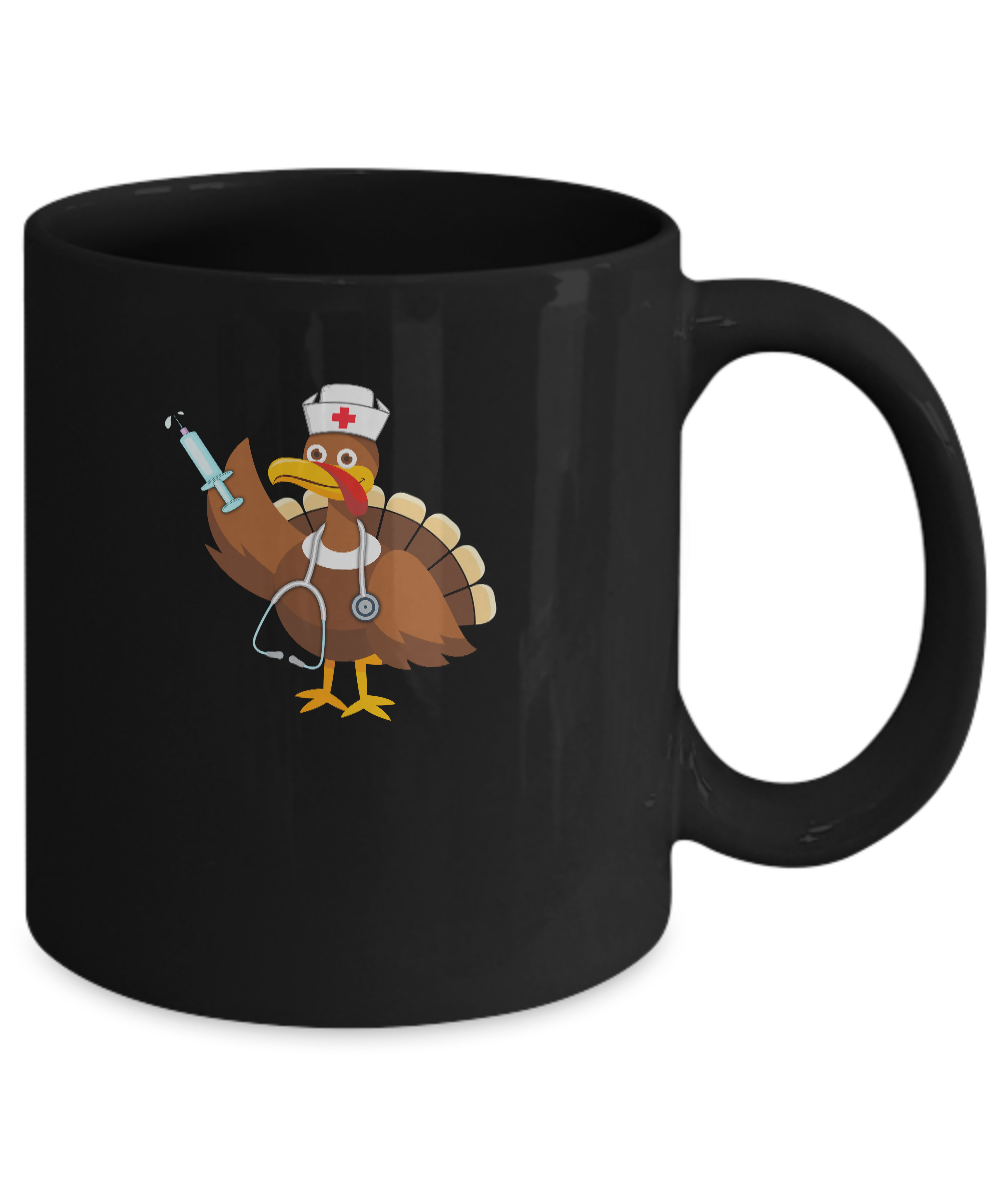 Nurse Turkey Funny Thanksgiving For Nurses Mug-Coffee Mug-11oz Mug-Black