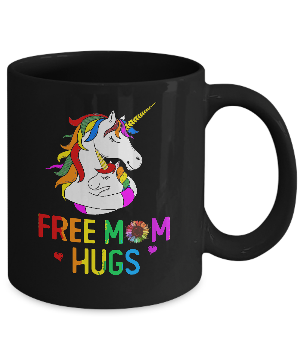 Free Mom Hugs LGBT Gay Unicorn Mug-Coffee Mug-11oz Mug-Black