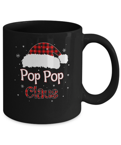 Santa Pop Pop Claus Red Plaid Family Pajamas Christmas Gift Mug-Coffee Mug-11oz Mug-Black