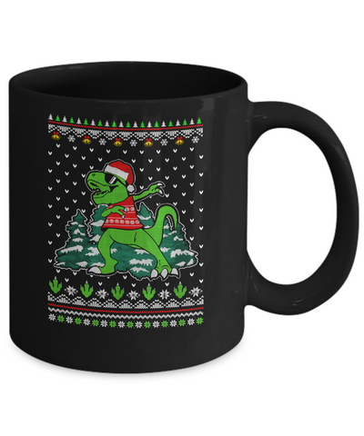 Funny Dab Dabbing Dinosaur Ugly Christmas Sweater Xmas Mug-Coffee Mug-11oz Mug-Black