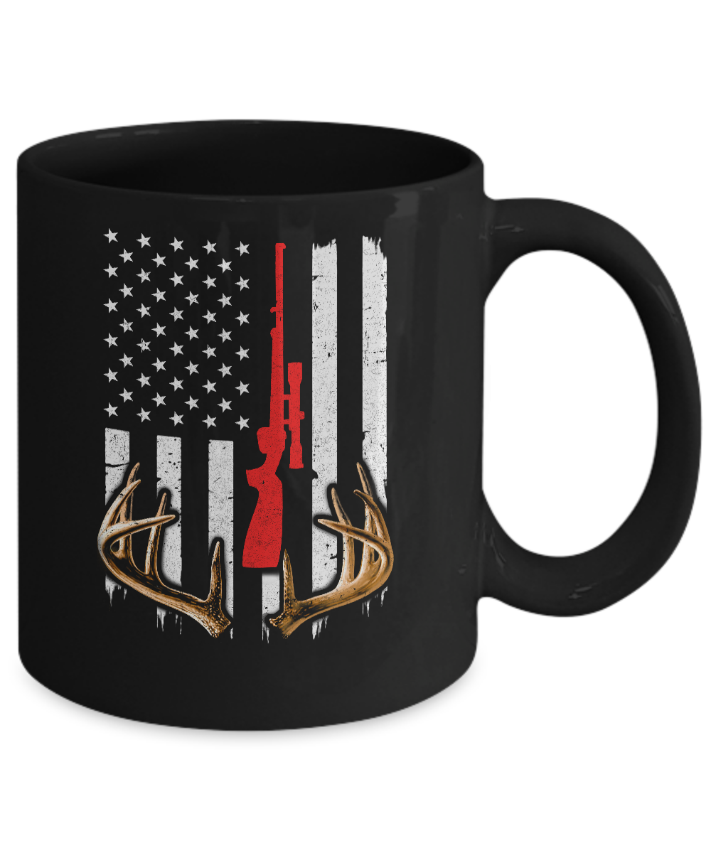 Bow Deer Hunting US Flag Deer Hunter Mug-Coffee Mug-11oz Mug-Black