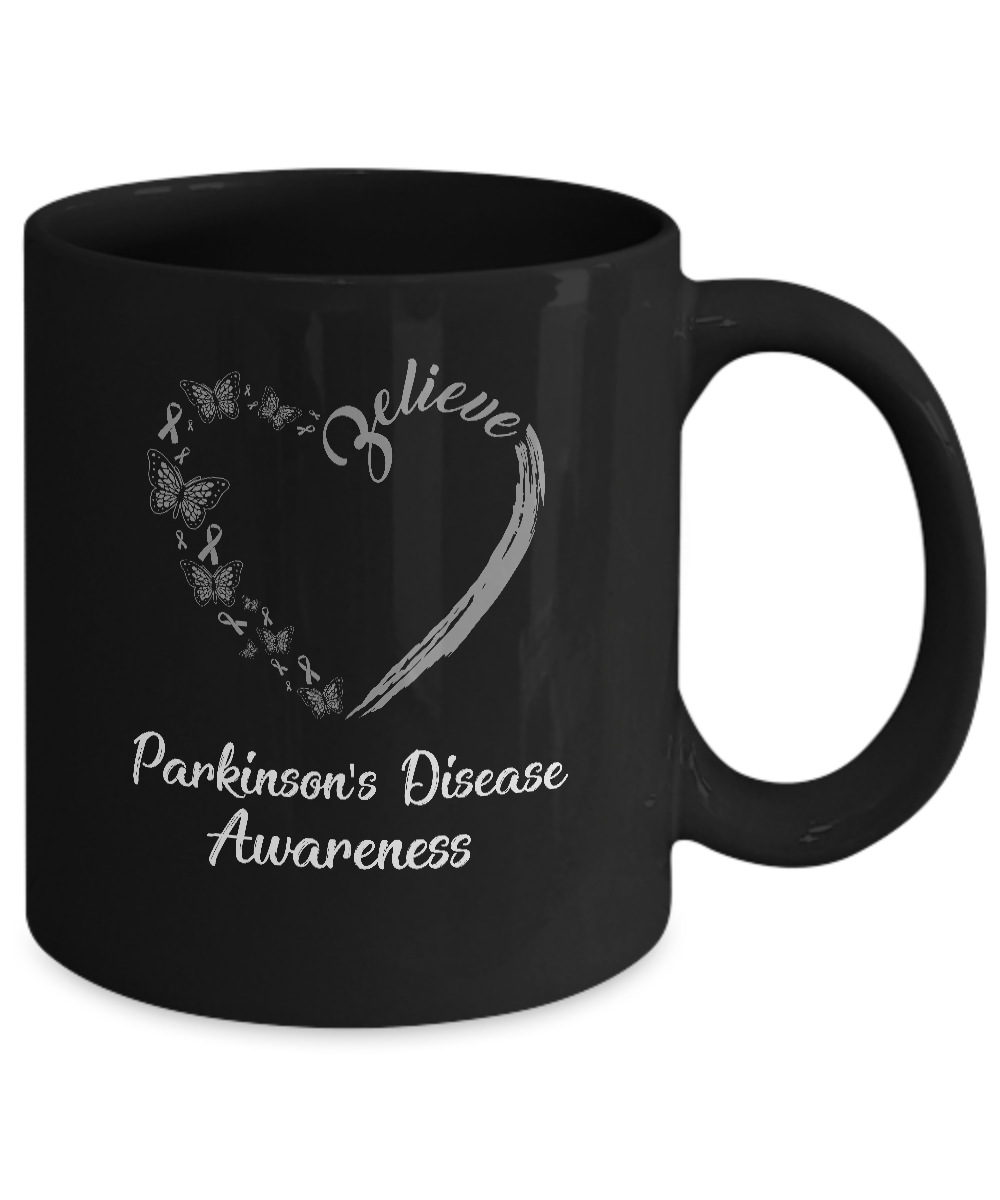 Butterfly Believe Parkinson's Disease Awareness Ribbon Gifts Mug-Coffee Mug-11oz Mug-Black