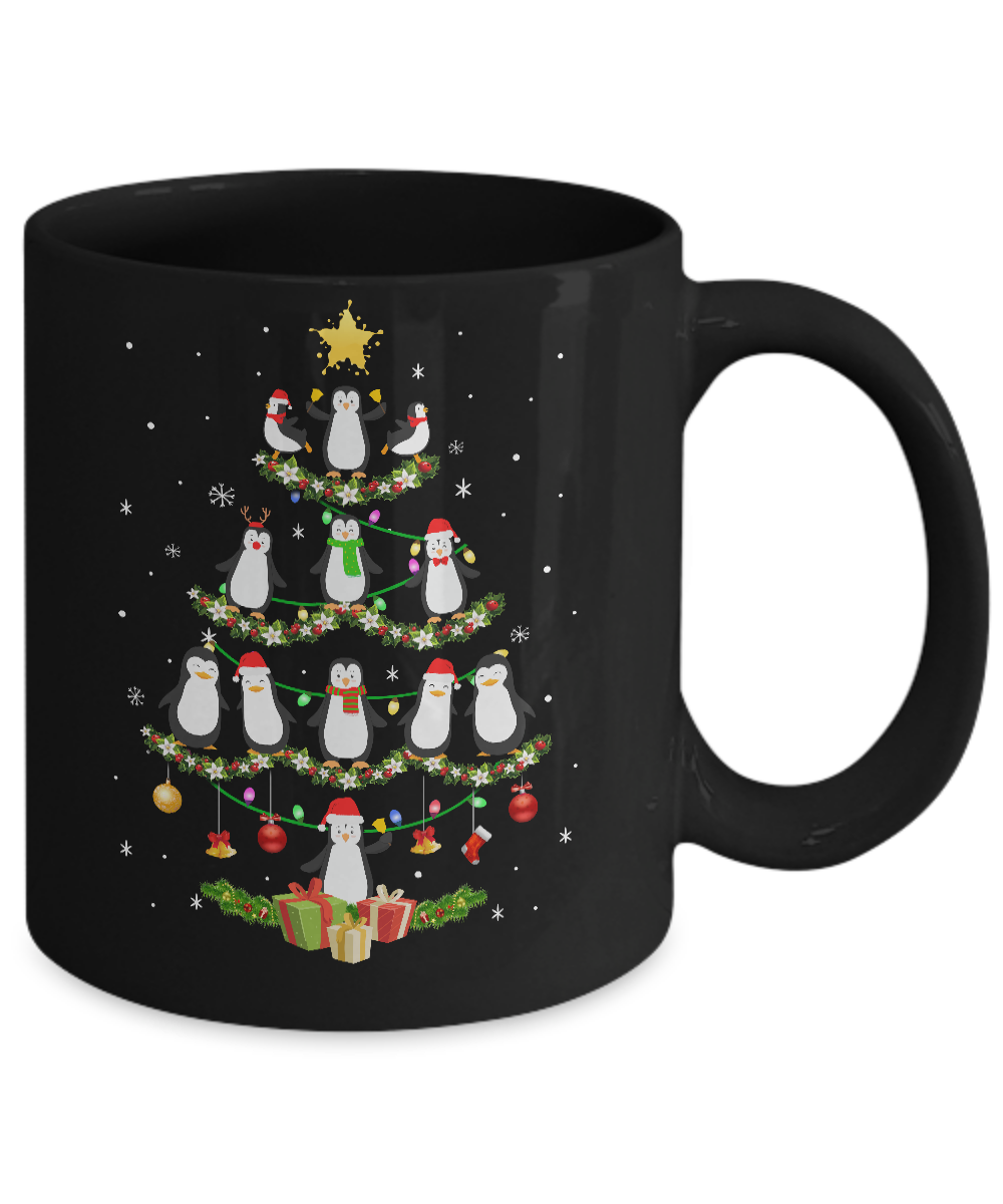 Penguin Christmas Tree Penguin Lover Xmas Gift Mug-Coffee Mug-11oz Mug-Black