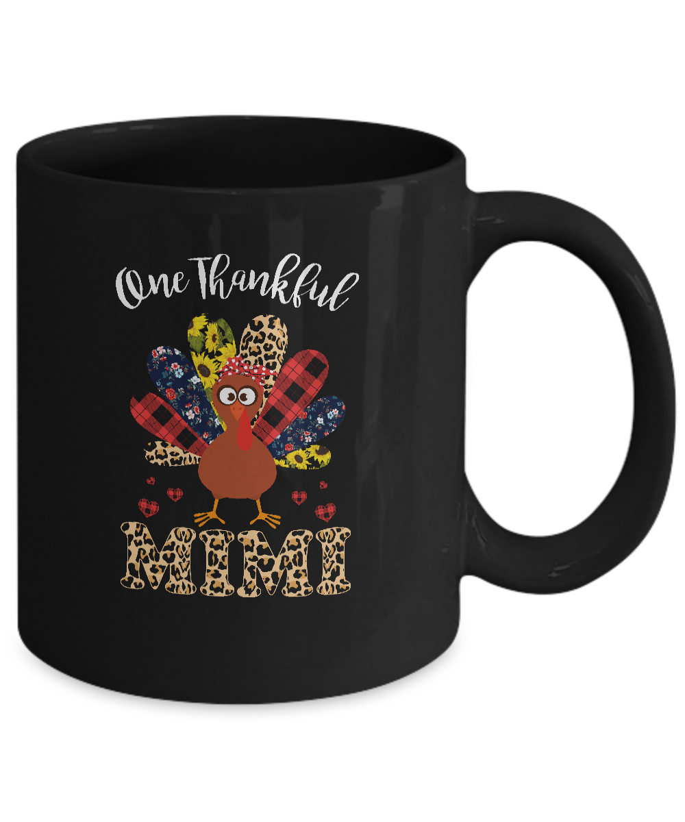 One Thankful Mimi Leopard Turkey Thanksgiving Gift Mug-Coffee Mug-11oz Mug-Black