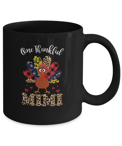 One Thankful Mimi Leopard Turkey Thanksgiving Gift Mug-Coffee Mug-11oz Mug-Black