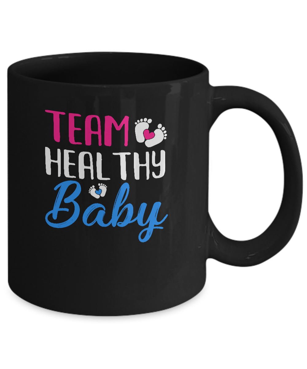 Gender Reveal Party Costume Team Healthy Baby Dad Mom Gift Mug-Coffee Mug-11oz Mug-Black