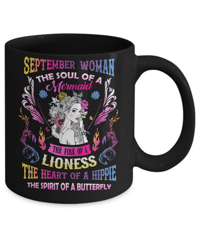 September Woman The Soul Of A Mermaid Birthday Mug-Coffee Mug-11oz Mug-Black