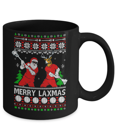 Lacrosse Santa Reindeer Merry Laxmas Ugly Christmas Sweater Mug-Coffee Mug-11oz Mug-Black