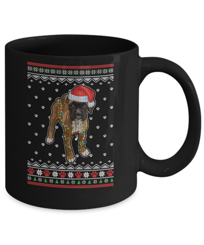 Boxer Christmas Ugly Sweater Lights Dog Xmas Gift Mug-Coffee Mug-11oz Mug-Black