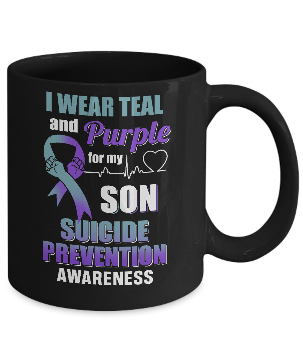 I Wear Teal Purple For My Son Suicide Prevention Awareness Mug-Coffee Mug-11oz Mug-Black