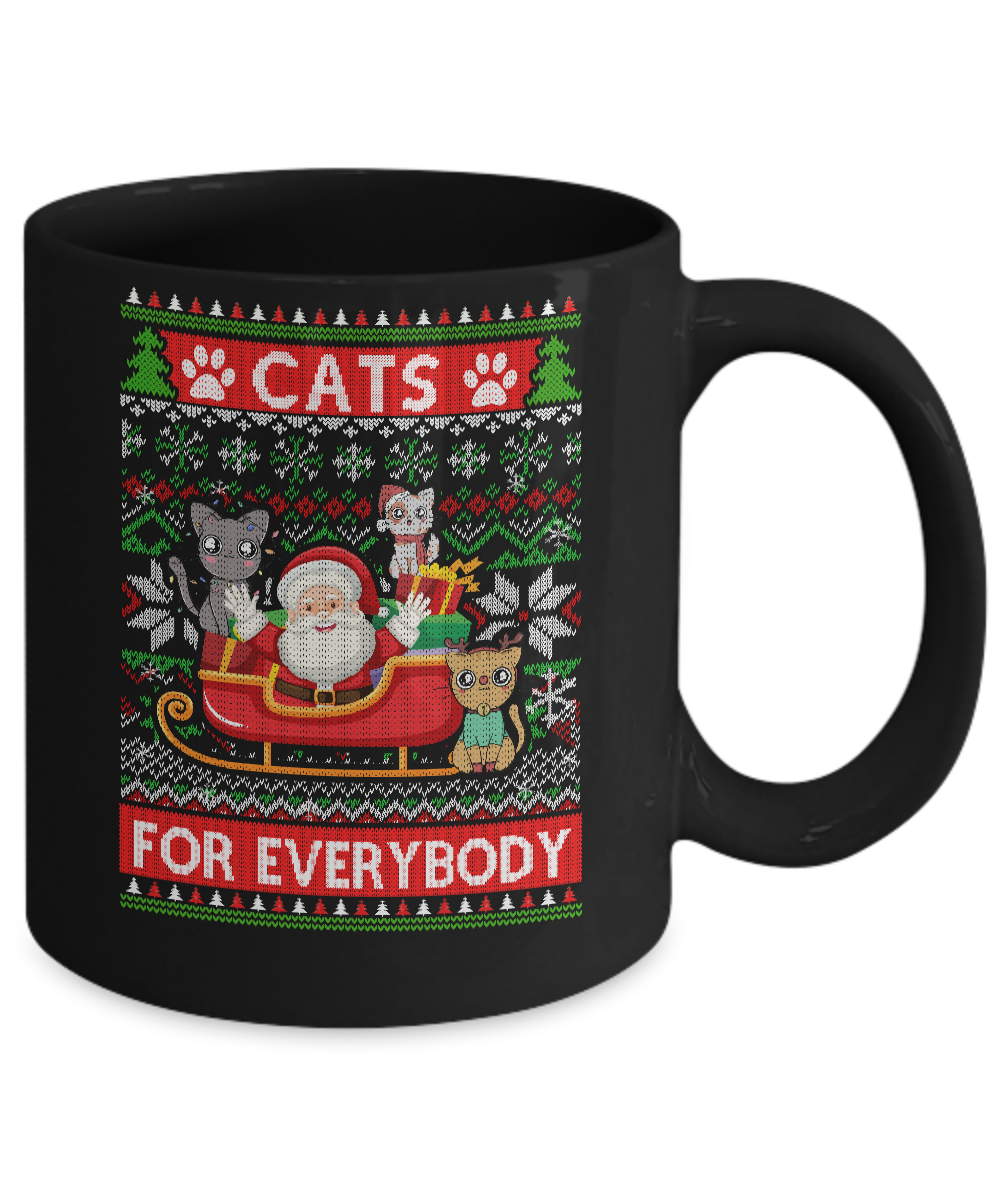 Cats For Everybody Christmas Cute Cat Lover Ugly Sweater Mug-Coffee Mug-11oz Mug-Black