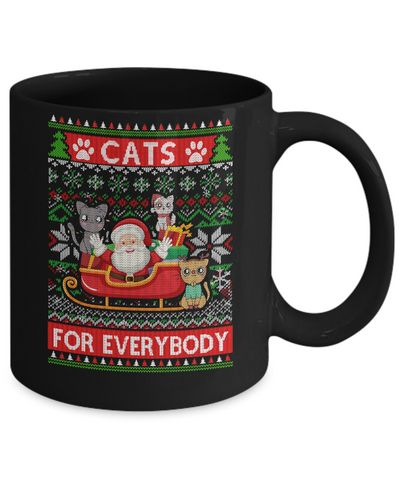 Cats For Everybody Christmas Cute Cat Lover Ugly Sweater Mug-Coffee Mug-11oz Mug-Black