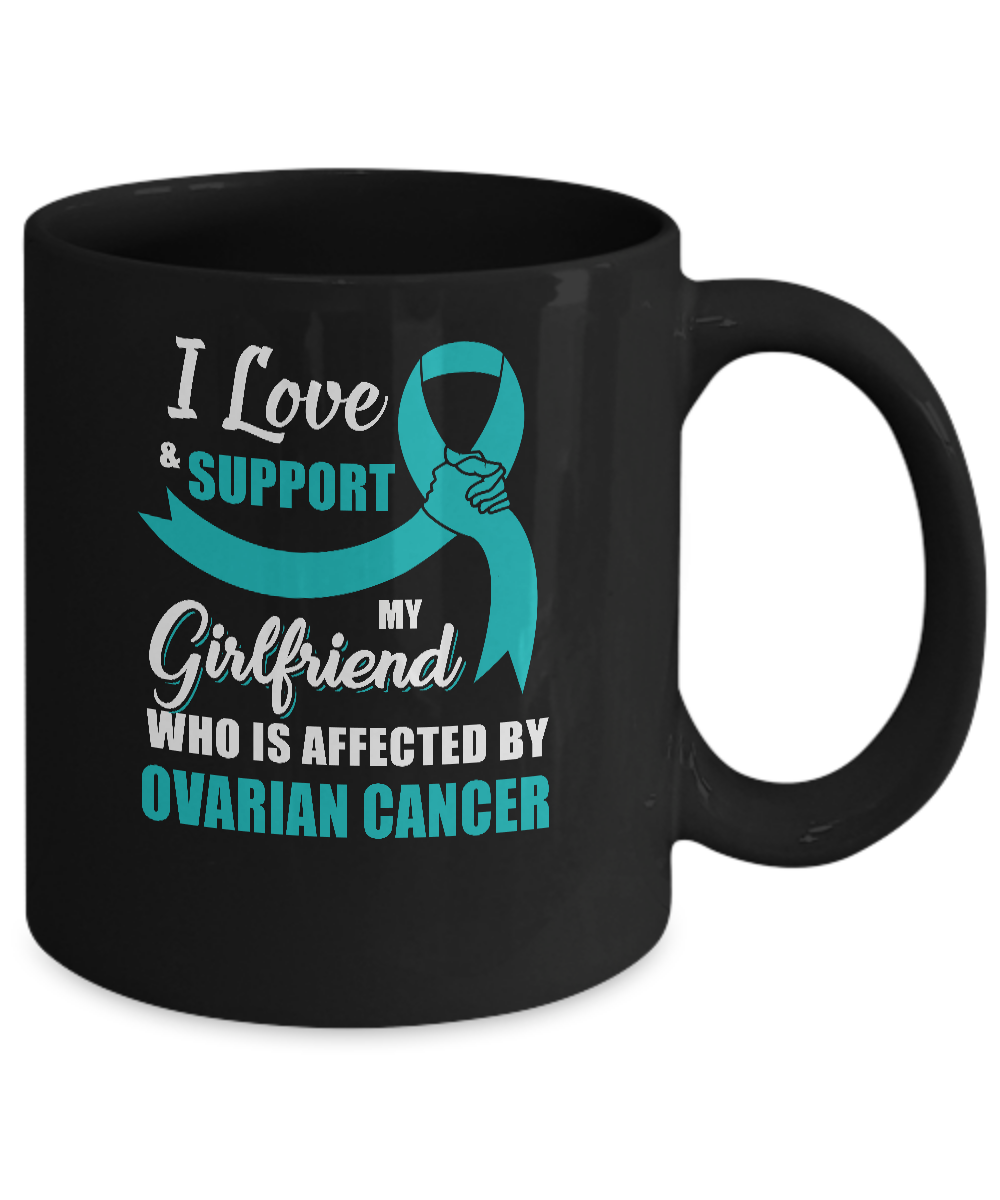 Ovarian Cancer Awareness Support Teal Girlfriend Boyfriend Mug-Coffee Mug-11oz Mug-Black