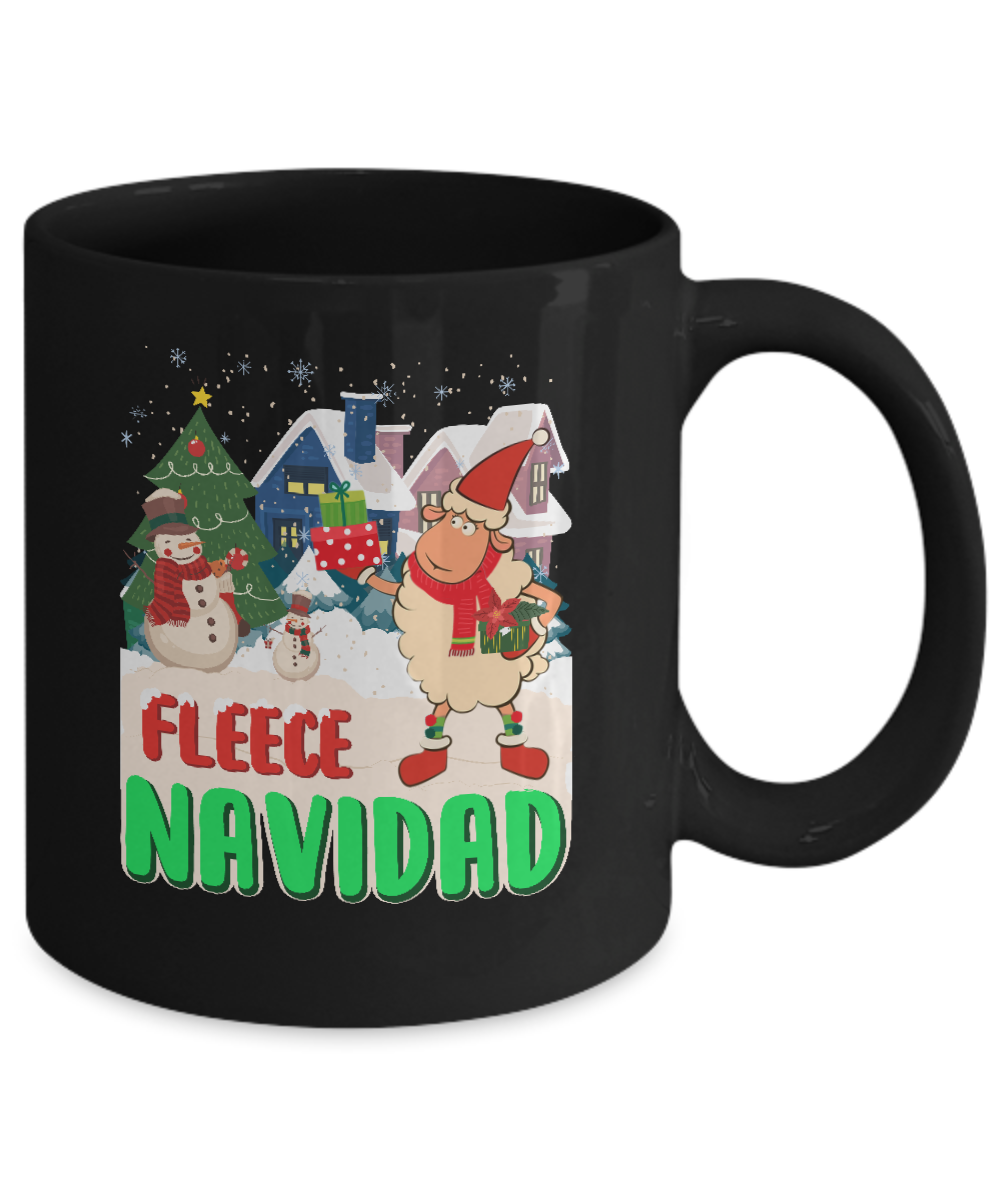 Fleece Navidad Sheep Lamb Christmas Gifts Spanish Mug-Coffee Mug-11oz Mug-Black