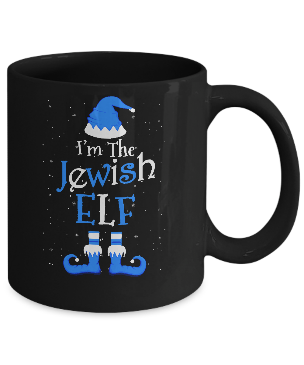 Jewish Elf Funny Elf Hanukkah Jewish Chanukah Mug-Coffee Mug-11oz Mug-Black