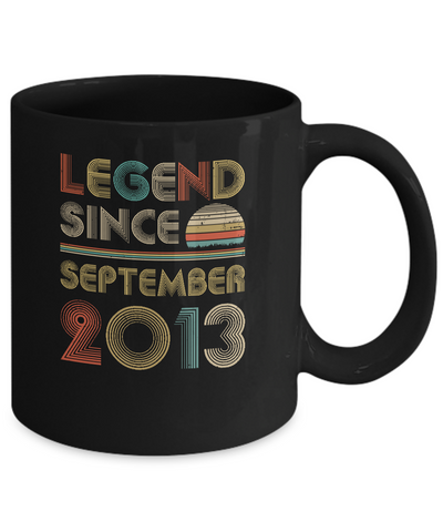 Legend Since September 2013 Vintage 8th Birthday Gifts Youth Mug-Coffee Mug-11oz Mug-Black