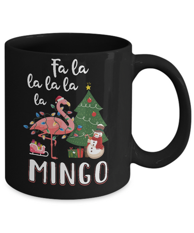 Cute Pink Flamingo Santa Hat Merry Christmas Mug-Coffee Mug-11oz Mug-Black