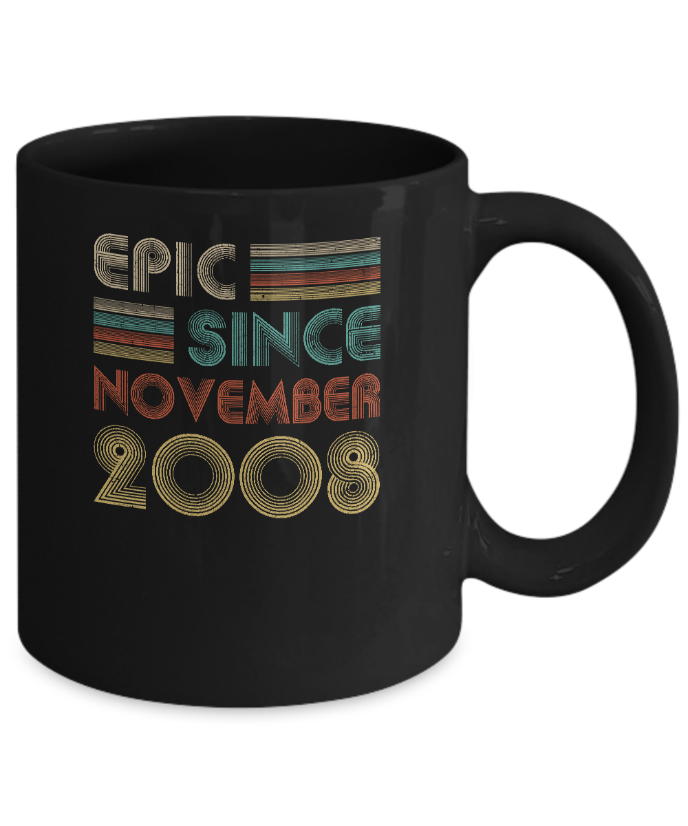 Epic Since November 2008 Vintage 13th Birthday Gifts Youth Mug-Coffee Mug-11oz Mug-Black