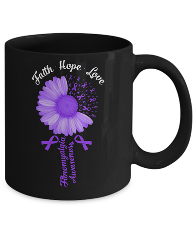 Faith Hope Love Purple Ribbon Fibromyalgia Awareness Mug-Coffee Mug-11oz Mug-Black