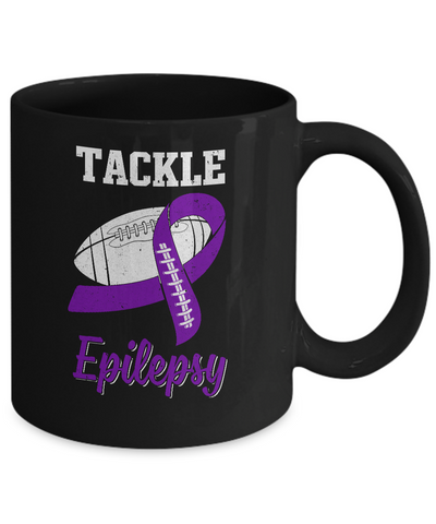 Football Survivor Tackle Purple Epilepsy Awareness Mug-Coffee Mug-11oz Mug-Black