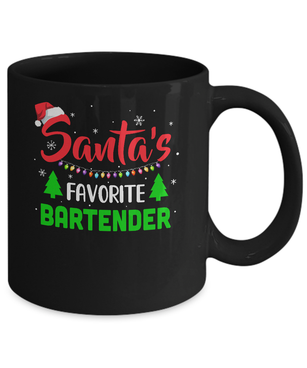 Santa's Favorite Bartender Funny Christmas Xmas Gifts Mug-Coffee Mug-11oz Mug-Black
