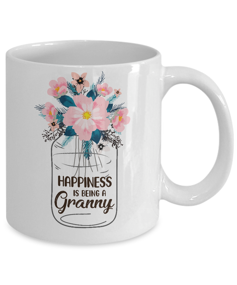 Happiness Is Being Granny Life Flower Granny Gifts Mug-Coffee Mug-11oz Mug-White