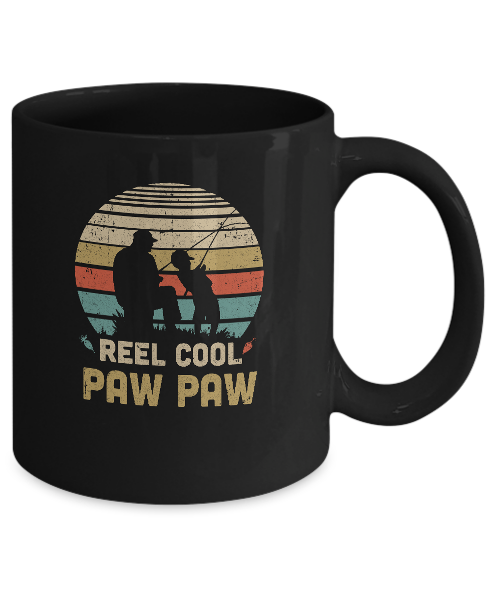 Vintage Father's Day Gift Reel Cool Paw Paw Fishing Mug-Coffee Mug-11oz Mug-Black