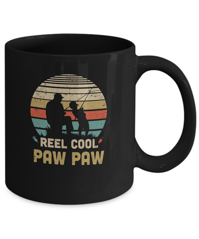 Vintage Father's Day Gift Reel Cool Paw Paw Fishing Mug-Coffee Mug-11oz Mug-Black