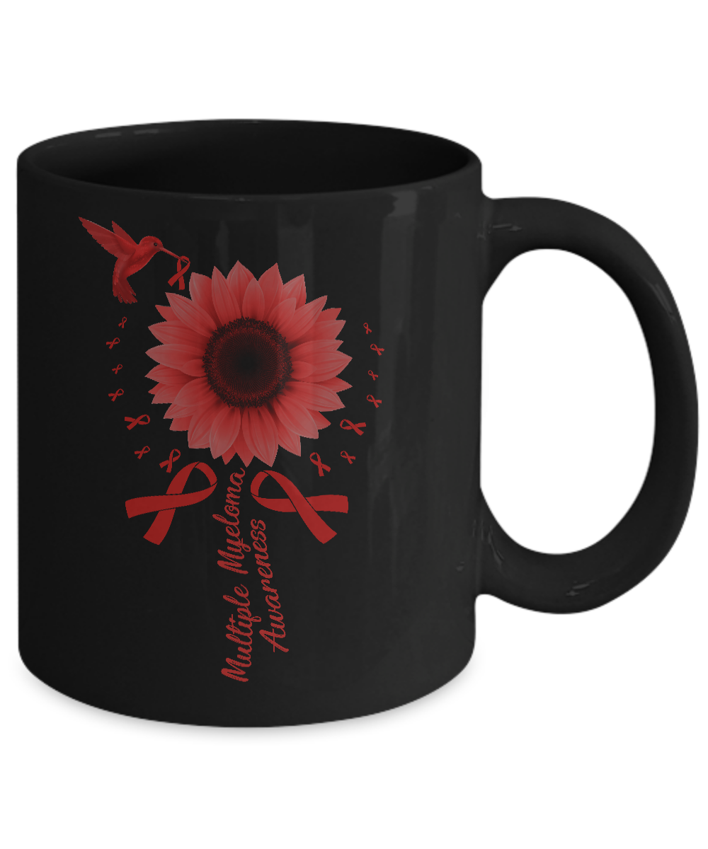 Hummingbird Sunflower Burgundy Multiple Myeloma Awareness Mug-Coffee Mug-11oz Mug-Black