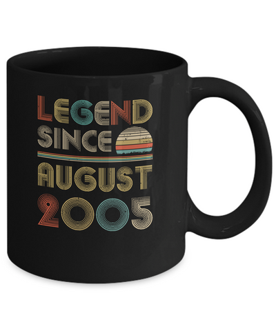 Legend Since August 2005 Vintage 16th Birthday Gifts Mug-Coffee Mug-11oz Mug-Black