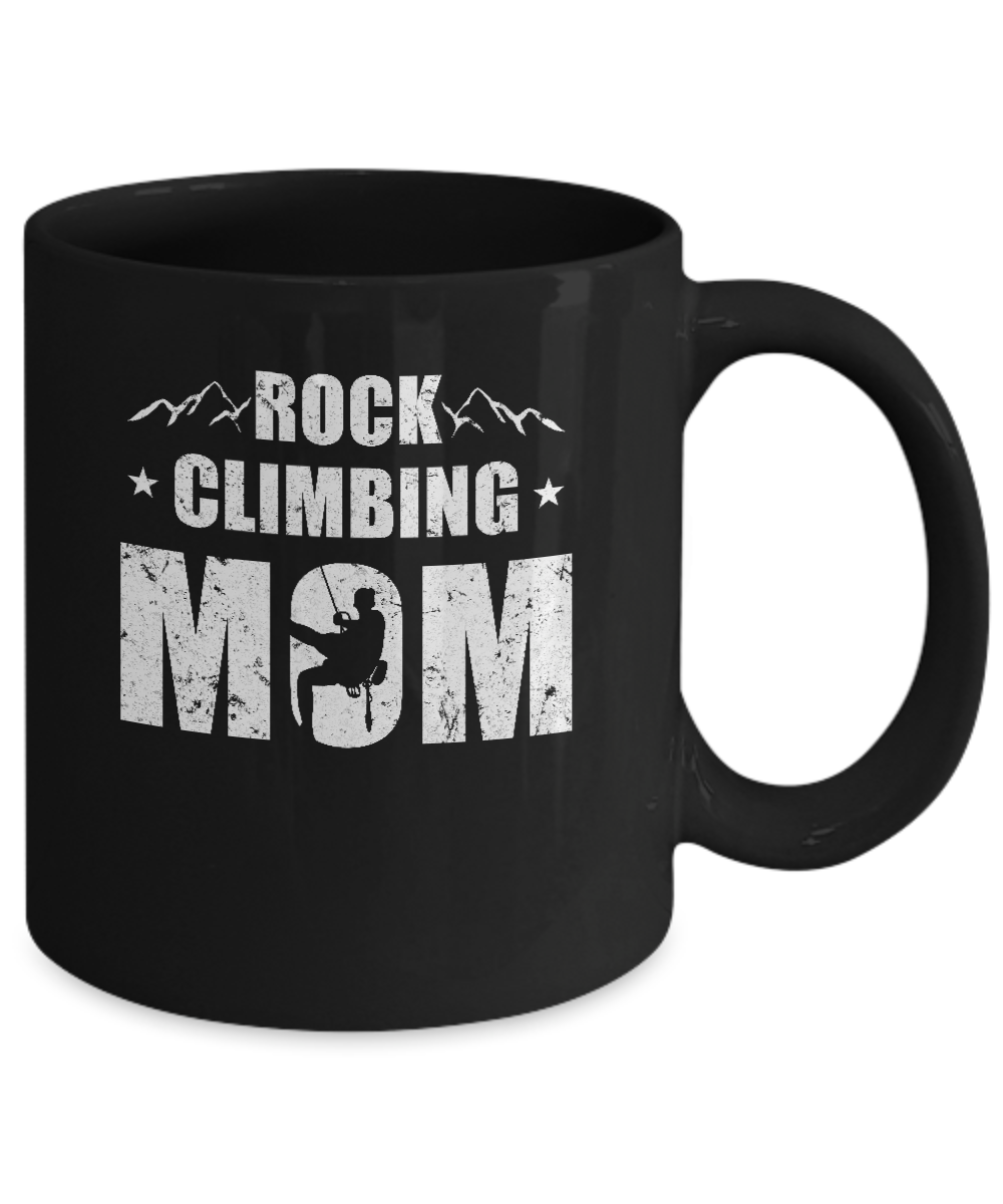 Rock Climbing Mom Distressed Mountain Climber Mothers Day Mug-Coffee Mug-11oz Mug-Black