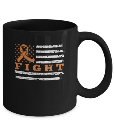 Fight Orange Ribbon US Flag Multiple Sclerosis Awareness Mug-Coffee Mug-11oz Mug-Black