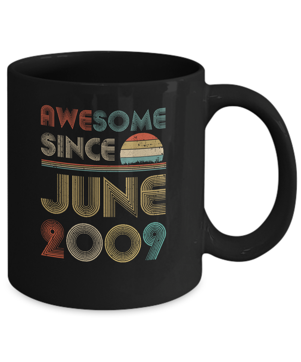 Awesome Since June 2009 Vintage 12th Birthday Gifts Youth Mug-Coffee Mug-11oz Mug-Black