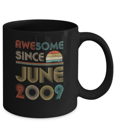 Awesome Since June 2009 Vintage 12th Birthday Gifts Youth Mug-Coffee Mug-11oz Mug-Black