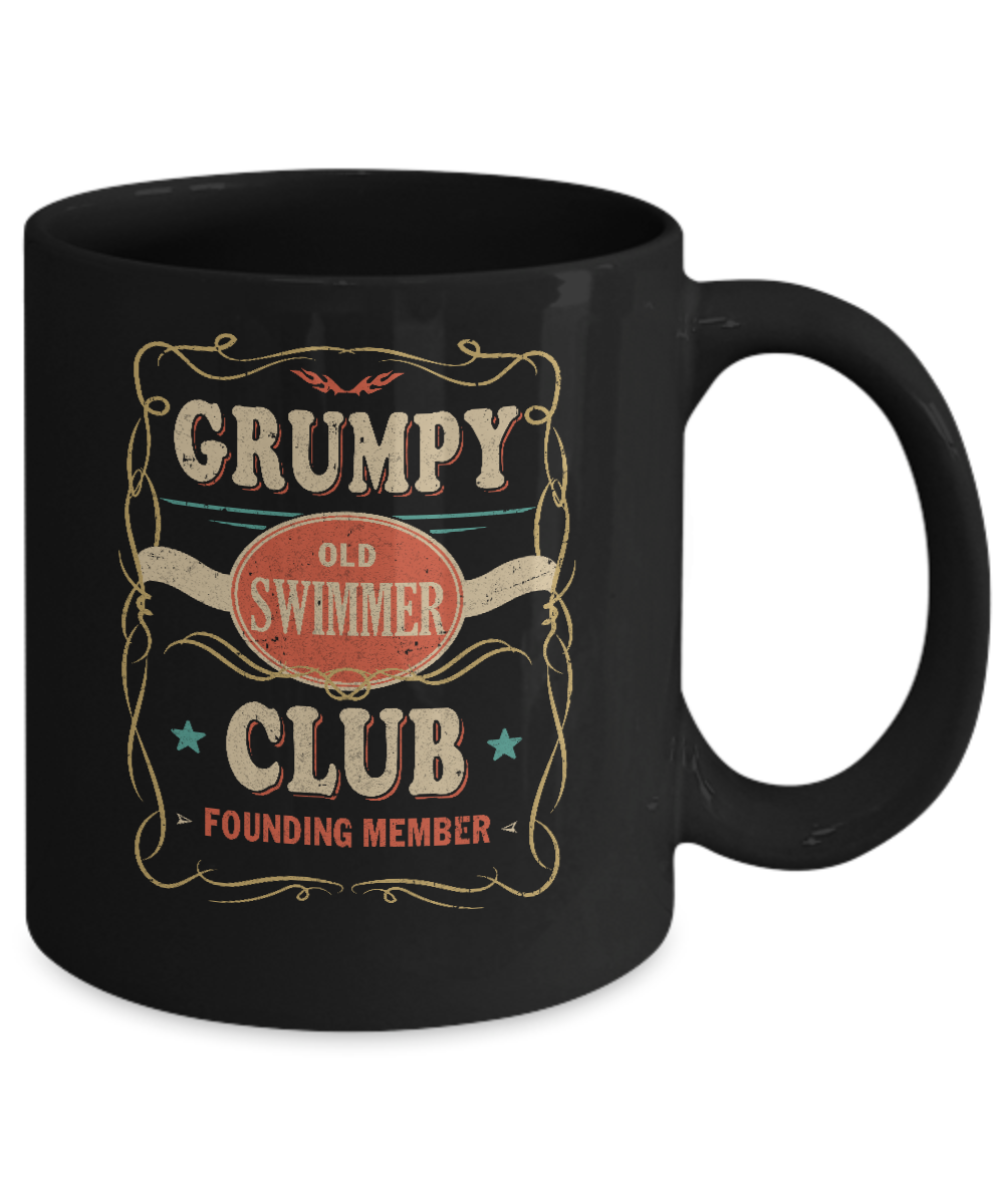 Papa Grumpy Old Swimmer Club Founding Member Swimming Mug-Coffee Mug-11oz Mug-Black