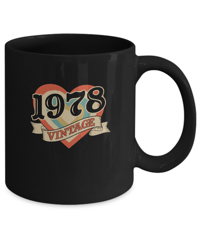 Vintage Retro Classic Heart Made In 1978 Mug-Coffee Mug-11oz Mug-Black