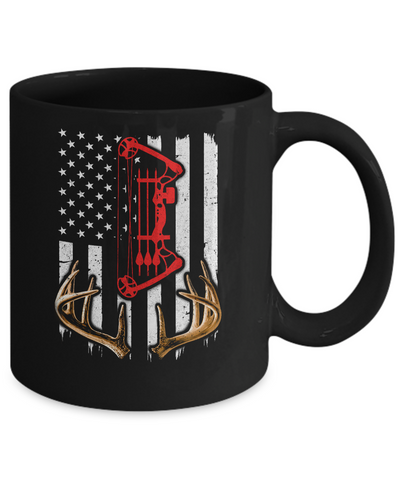 Deer Hunting US Flag Deer Hunter Mug-Coffee Mug-11oz Mug-Black
