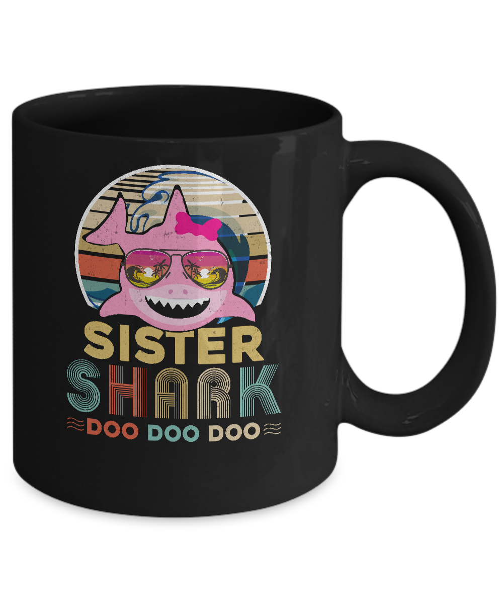 Retro Vintage Sister Shark Doo Doo Doo Mug-Coffee Mug-11oz Mug-Black
