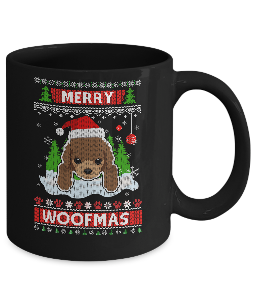 Poodle Merry Woofmas Ugly Christmas Sweater Mug-Coffee Mug-11oz Mug-Black