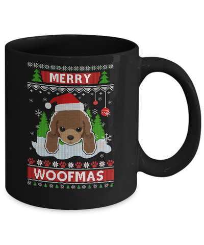 Poodle Merry Woofmas Ugly Christmas Sweater Mug-Coffee Mug-11oz Mug-Black