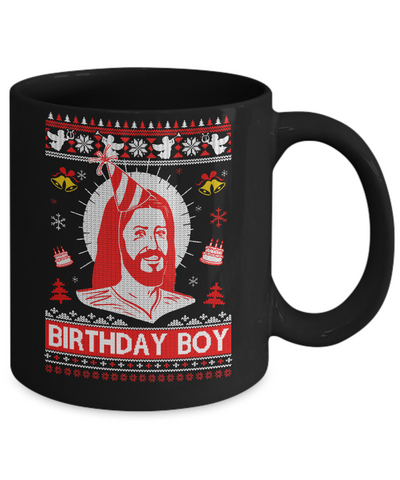 Jesus Birthday Boy Ugly Christmas Sweater Mug-Coffee Mug-11oz Mug-Black