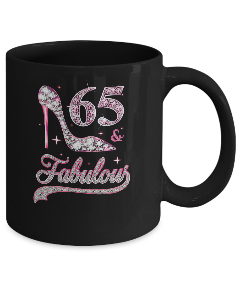65 And Fabulous 65 Years Old 1956 65th Birthday Gift Mug-Coffee Mug-11oz Mug-Black