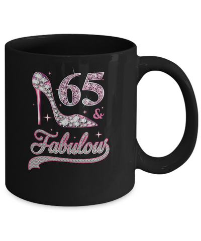 65 And Fabulous 65 Years Old 1956 65th Birthday Gift Mug-Coffee Mug-11oz Mug-Black