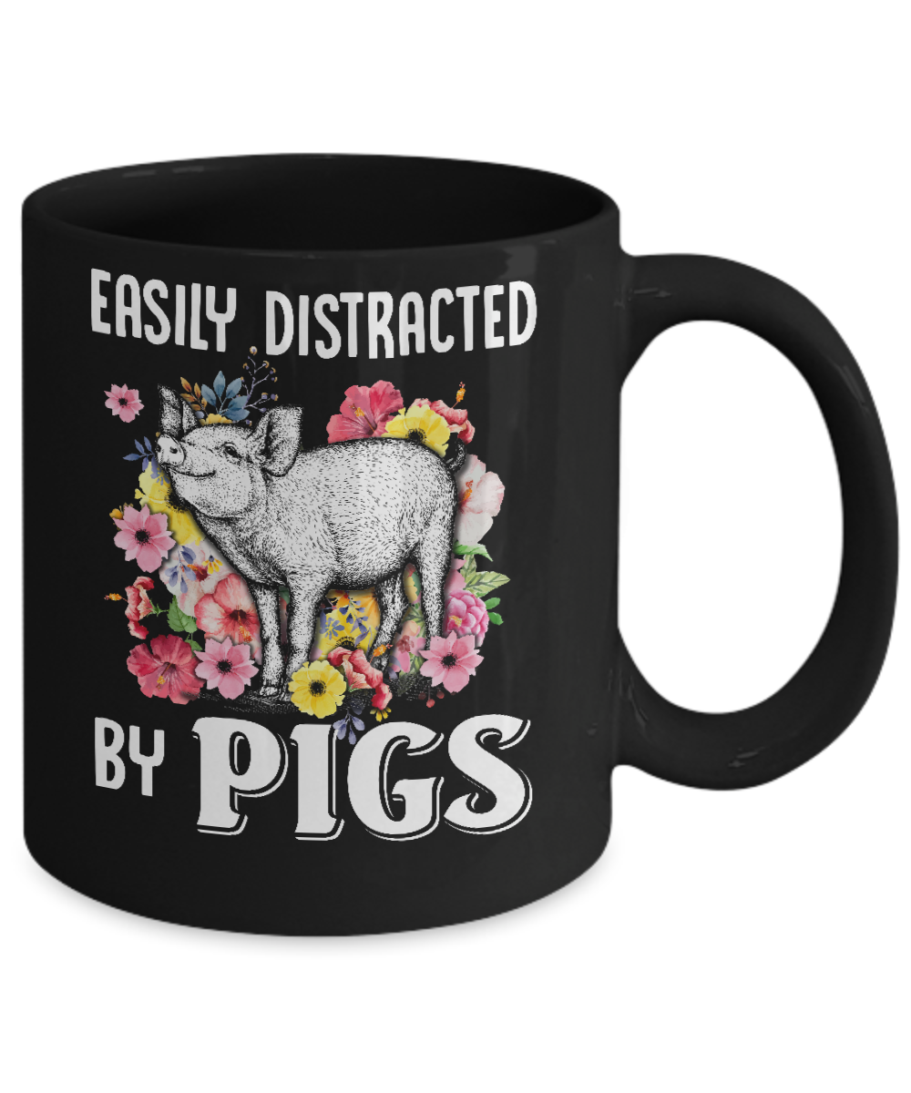 Easily Distracted By Pigs Mug-Coffee Mug-11oz Mug-Black