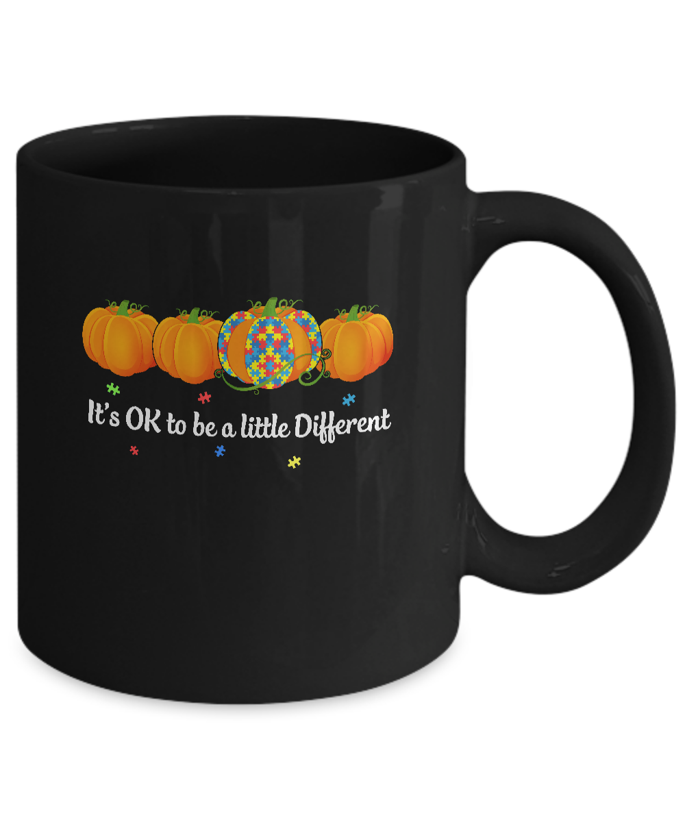 Halloween Autism Pumpkin It's OK To Be A Little Different Mug-Coffee Mug-11oz Mug-Black