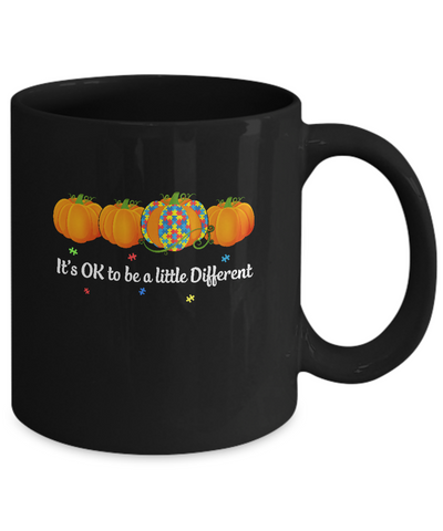 Halloween Autism Pumpkin It's OK To Be A Little Different Mug-Coffee Mug-11oz Mug-Black
