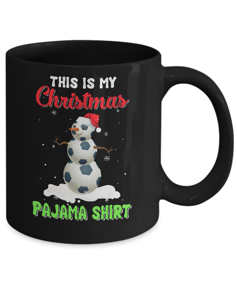 This Is My Christmas Pajama Xmas Snowman Soccer Mug-Coffee Mug-11oz Mug-Black