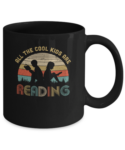 Vintage All The Cool Kids Are Reading Books Lovers Gifts Mug-Coffee Mug-11oz Mug-Black