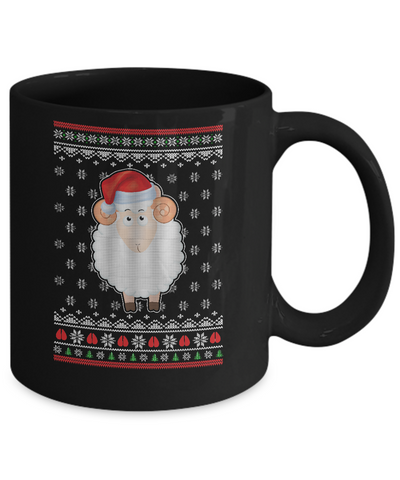 Pajamas Lamb Sheep Santa Hat Ugly Christmas Sweater Mug-Coffee Mug-11oz Mug-Black