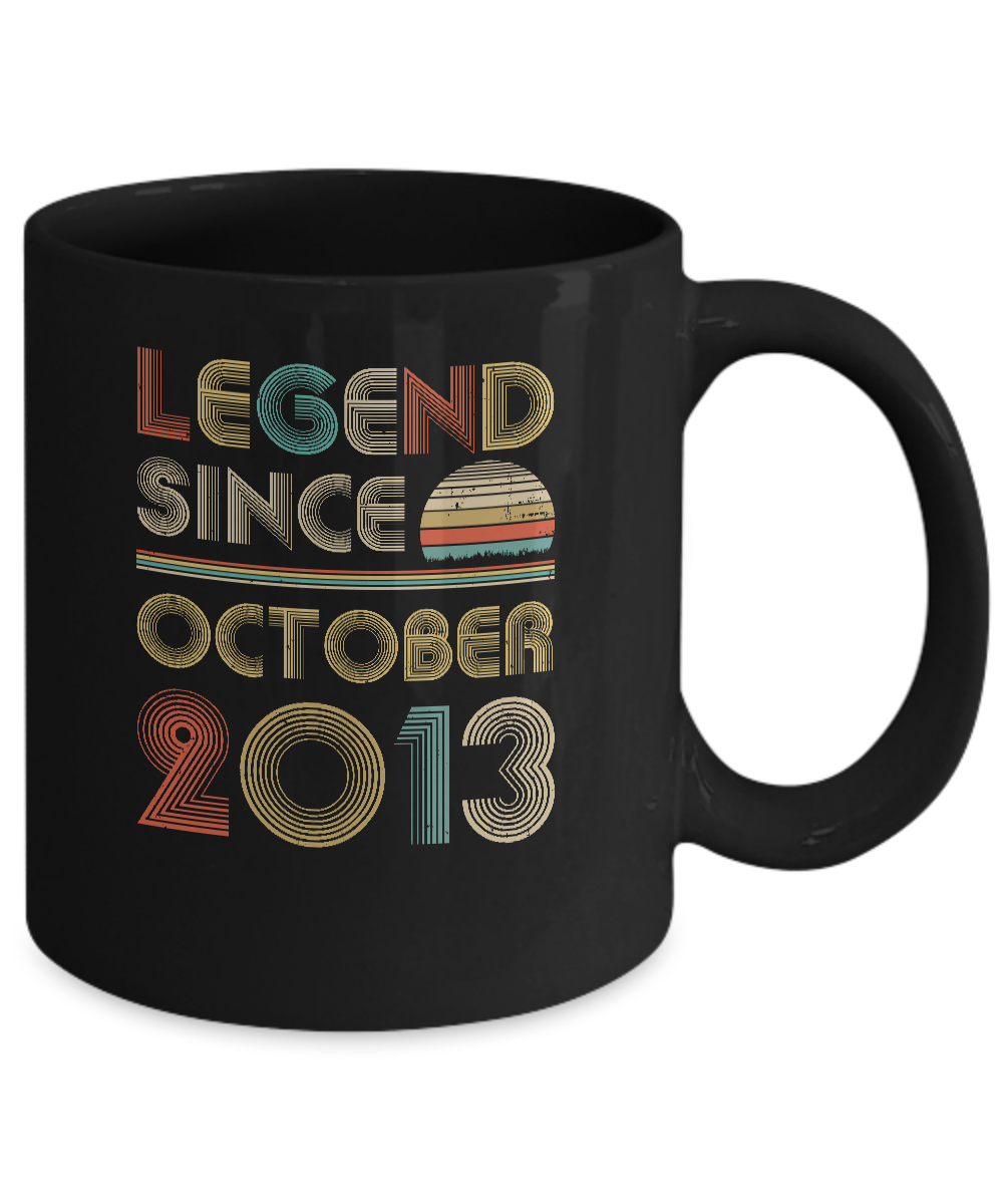 Legend Since October 2013 Vintage 8th Birthday Gifts Youth Mug-Coffee Mug-11oz Mug-Black
